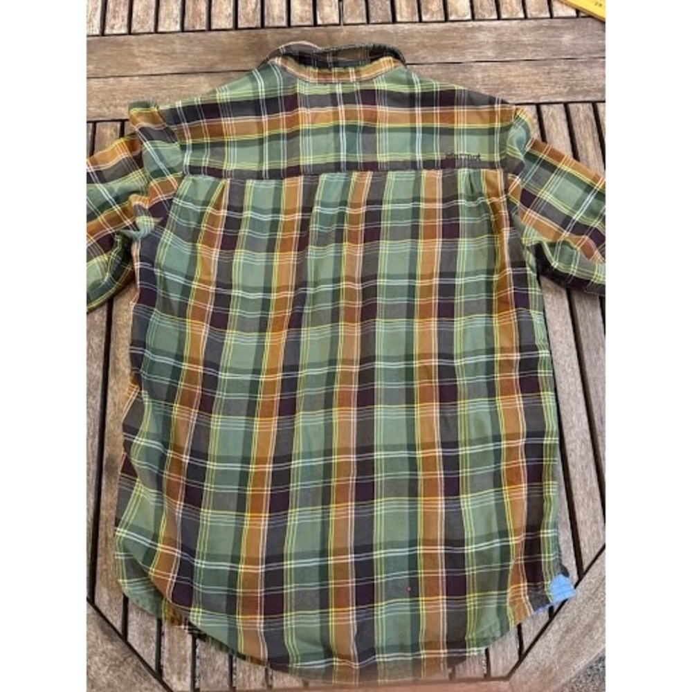 Marmot Green Brown Plaid Long Sleeve Button-Up Flannel Shirt Men's M - Picture 4 of 4